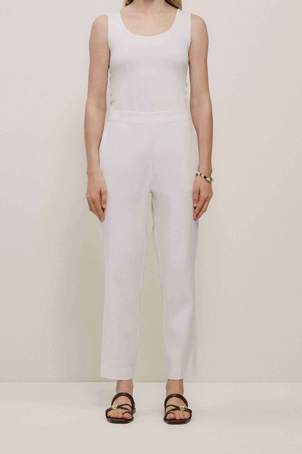 Stretch Linen Blend Pull On Pant