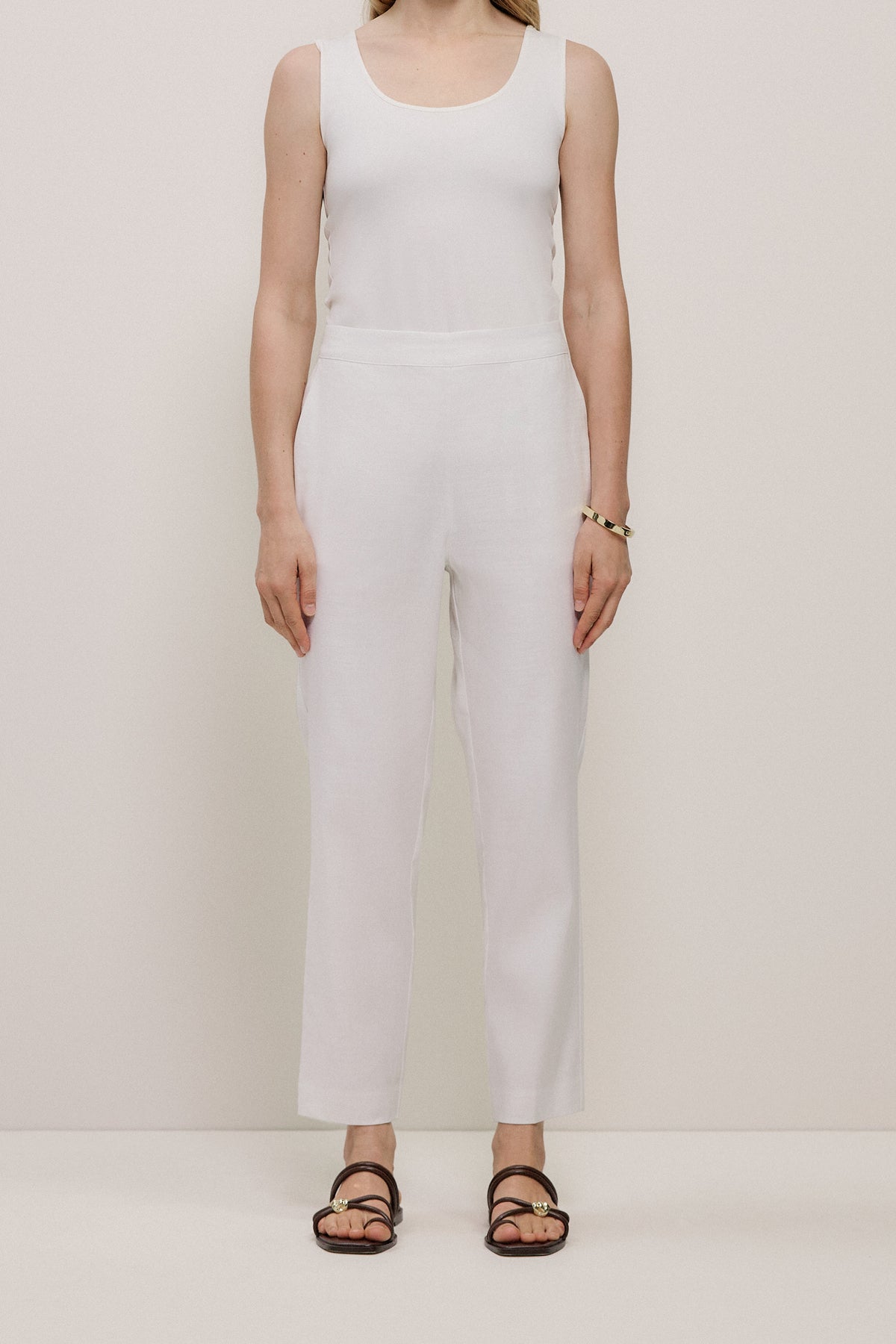 Stretch Linen Blend Pull On Pant