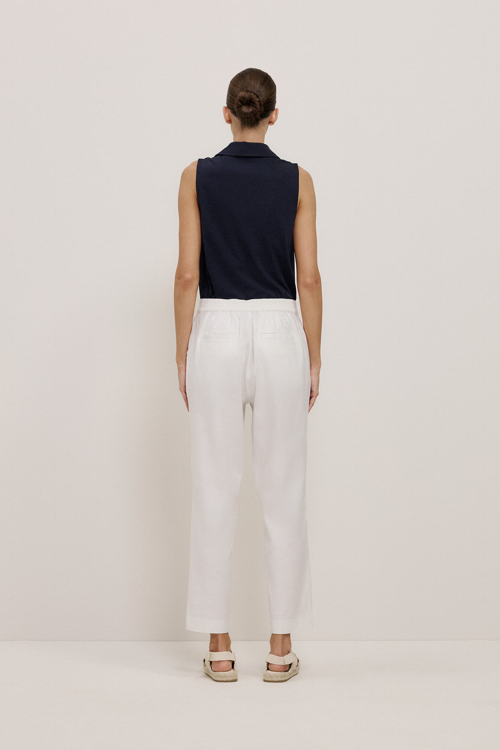 Stretch Linen Blend Pull On Pant