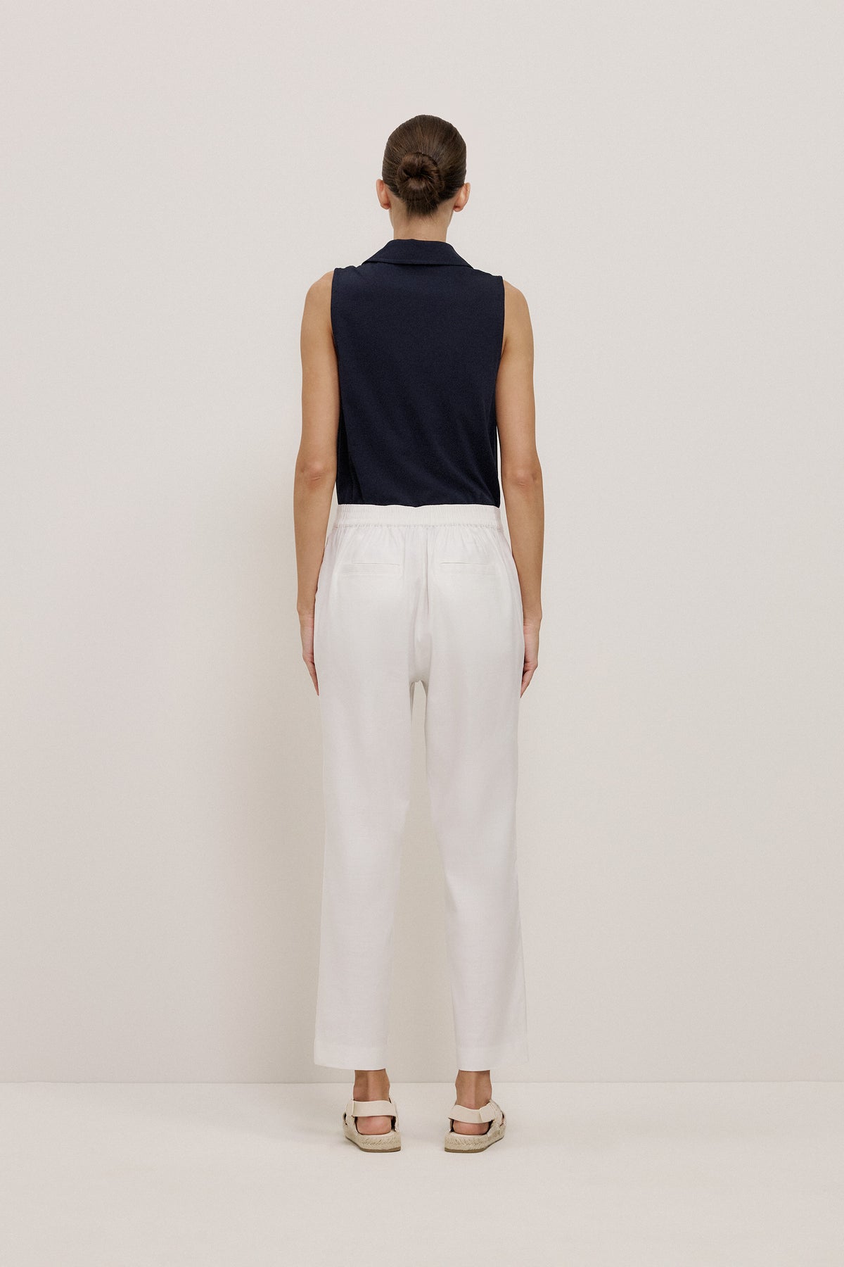 Stretch Linen Blend Pull On Pant
