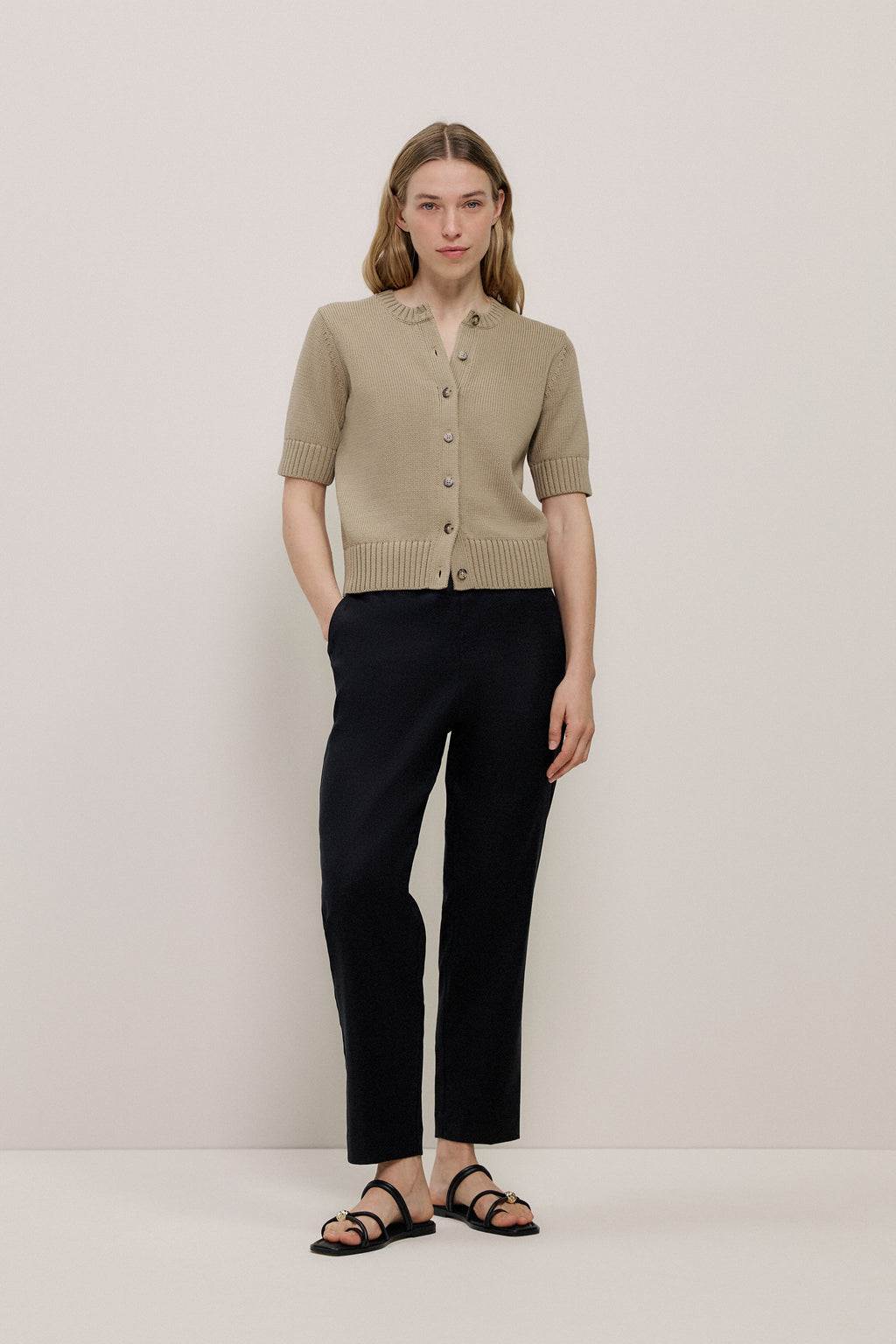 Stretch Linen Blend Pull On Pant