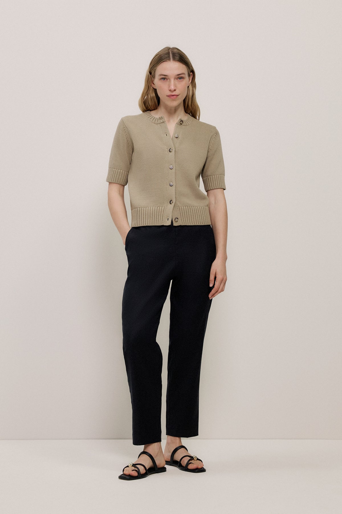 Stretch Linen Blend Pull On Pant