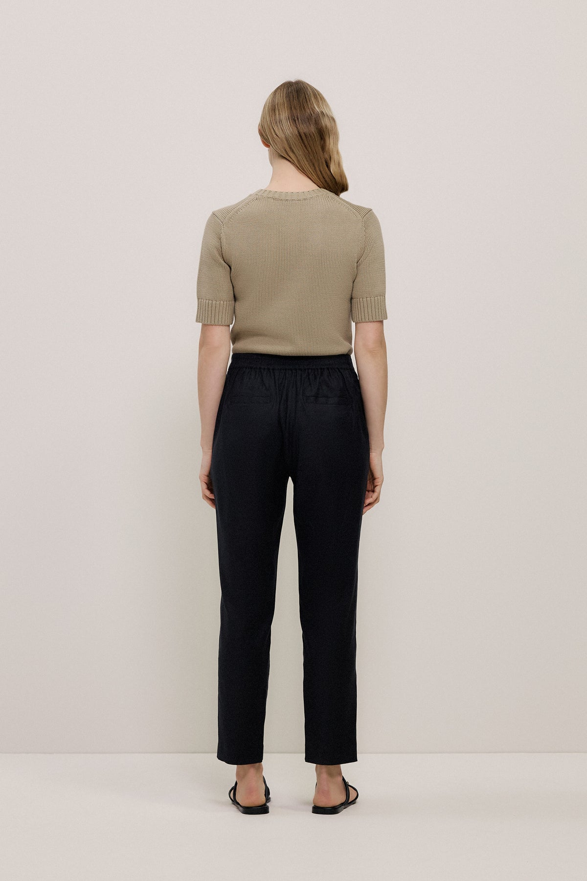 Stretch Linen Blend Pull On Pant