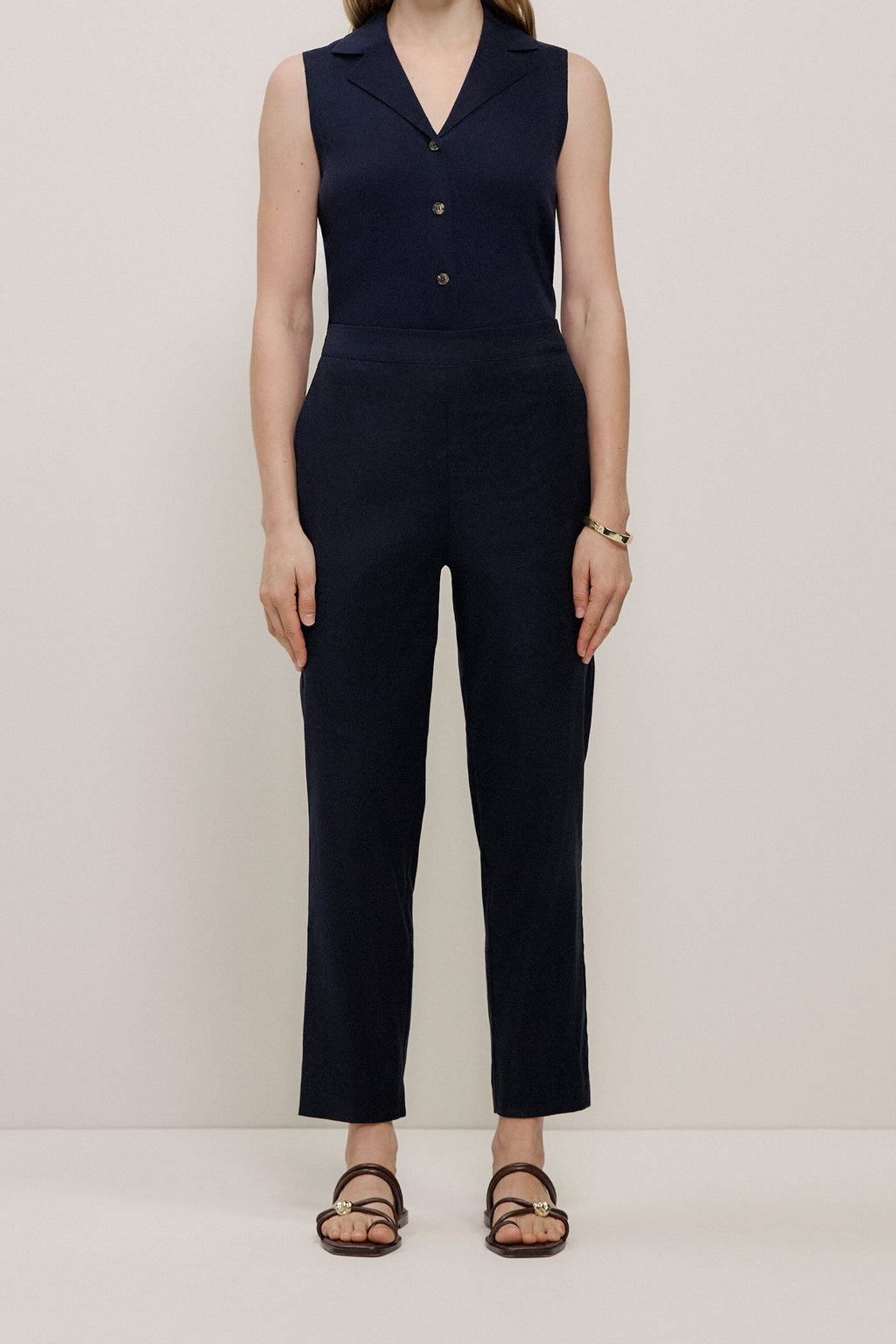 Stretch Linen Blend Pull On Pant