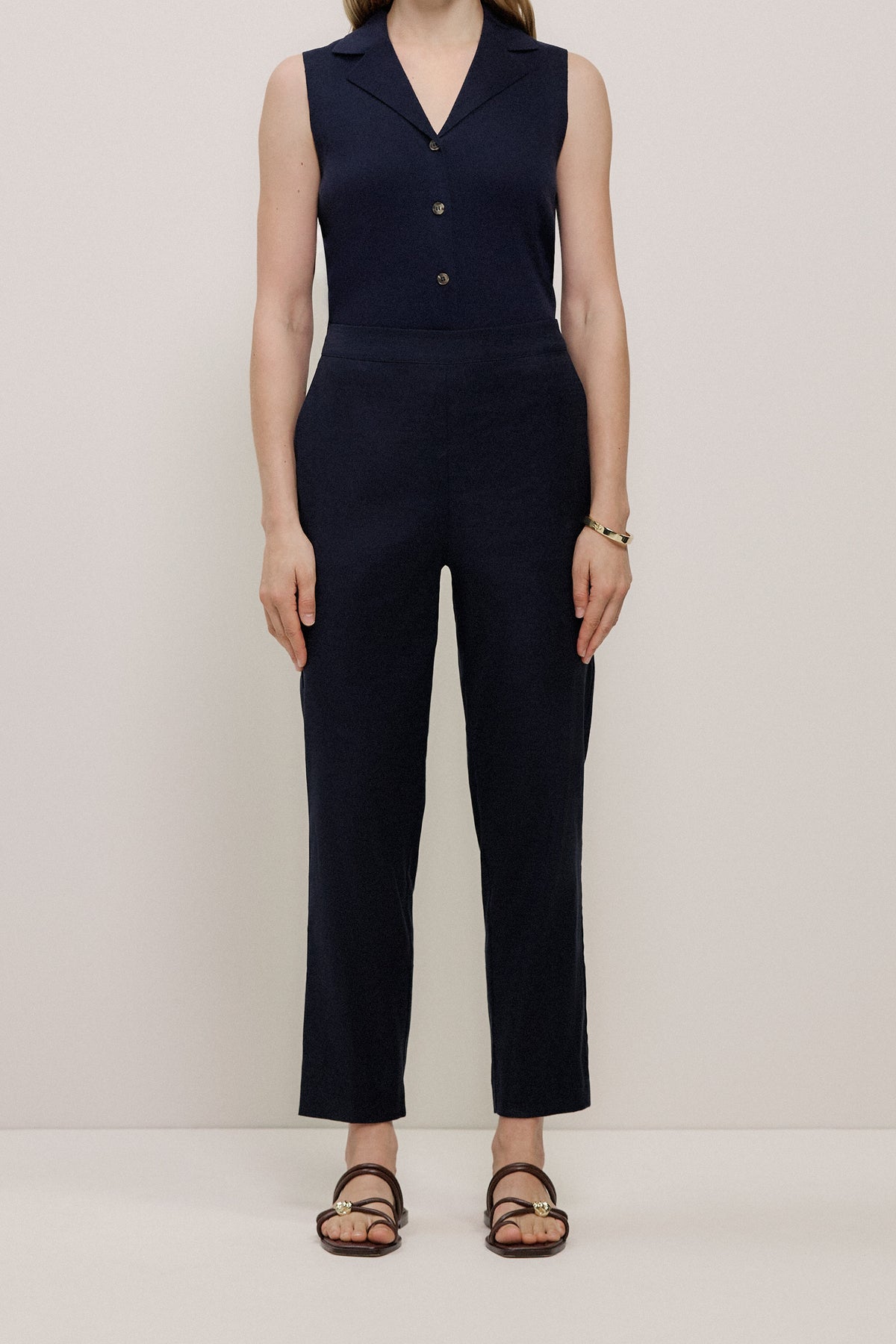 Stretch Linen Blend Pull On Pant