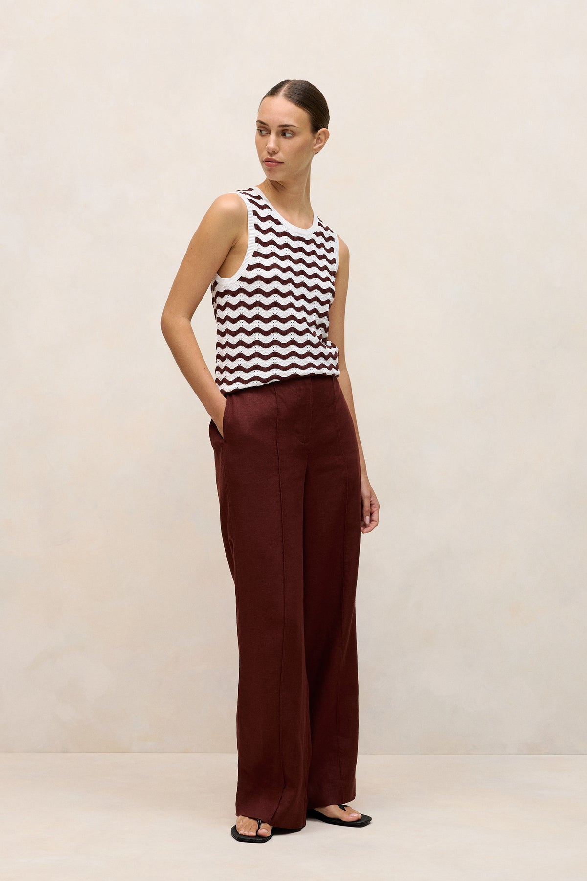 Linen Pintucked Pant