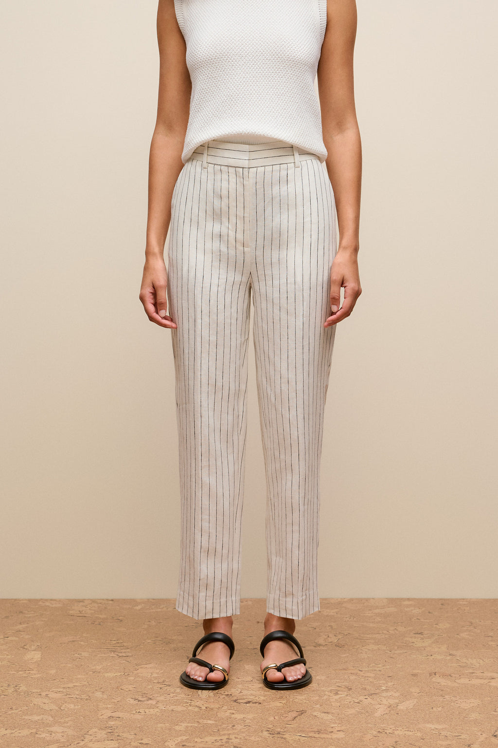 Linen Pinstripe Straight Leg Pant