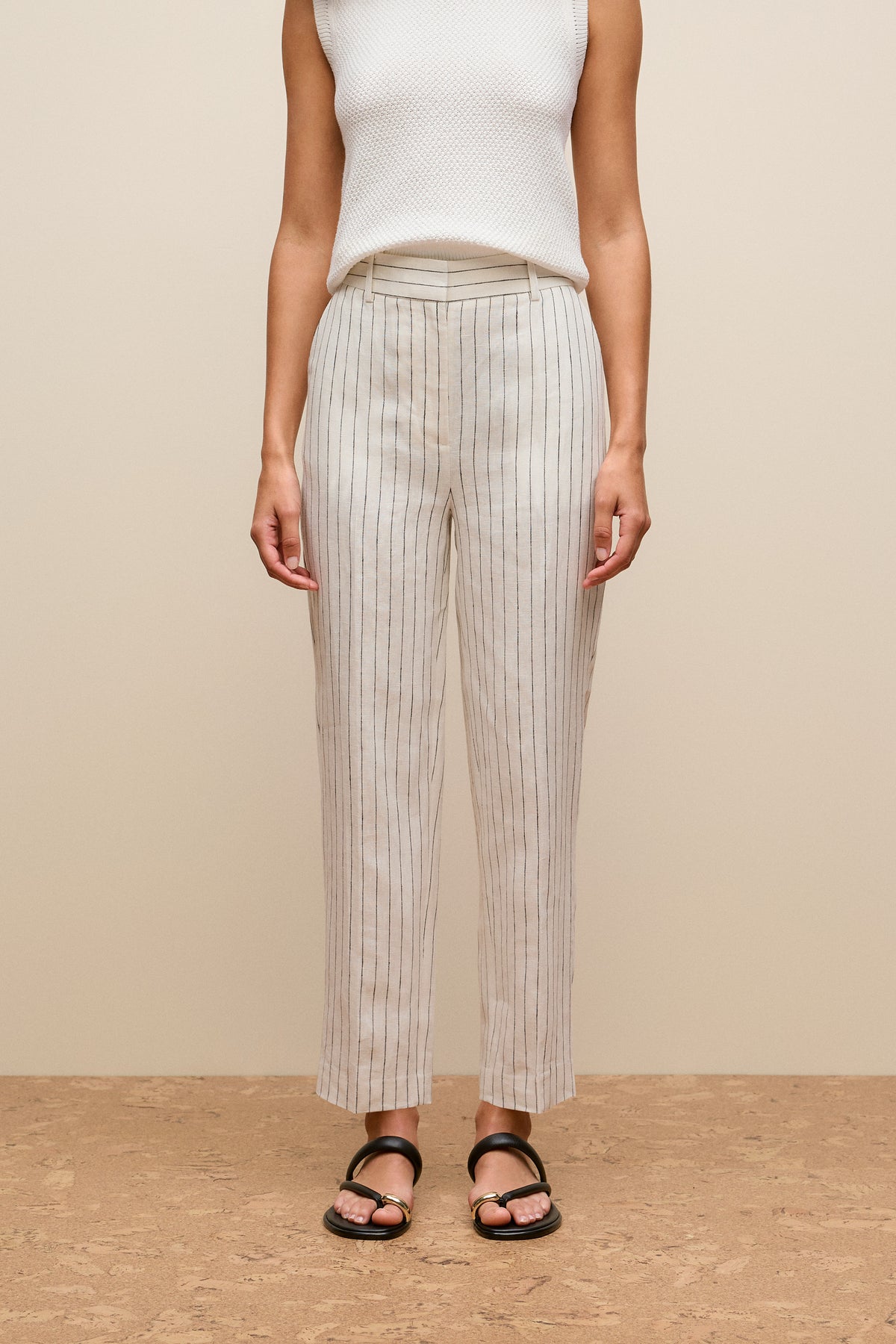 Linen Pinstripe Straight Leg Pant