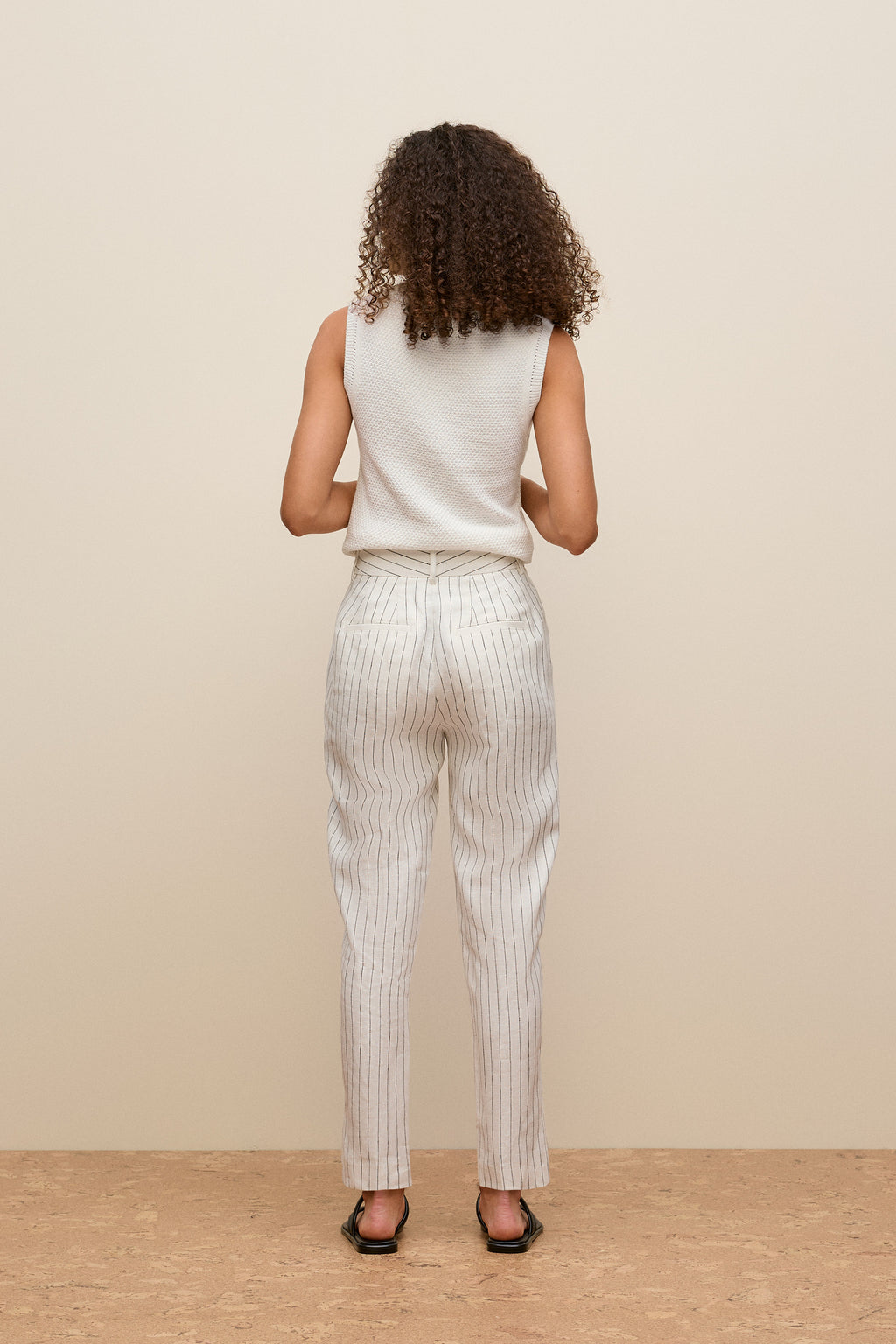 Linen Pinstripe Straight Leg Pant