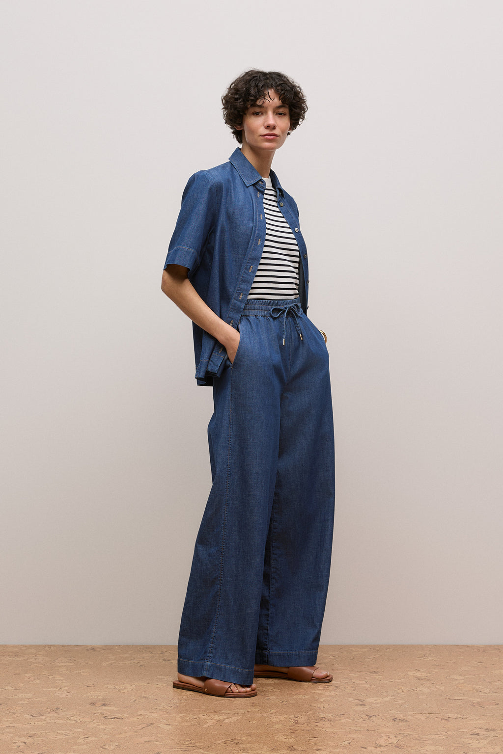 Soft Denim Drawcord Pant
