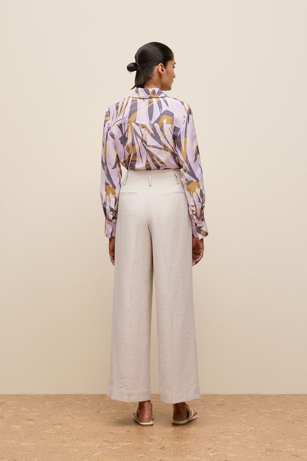 Linen Blend Double Pleat Pant