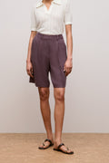 Linen Blend Longline Pleat Short