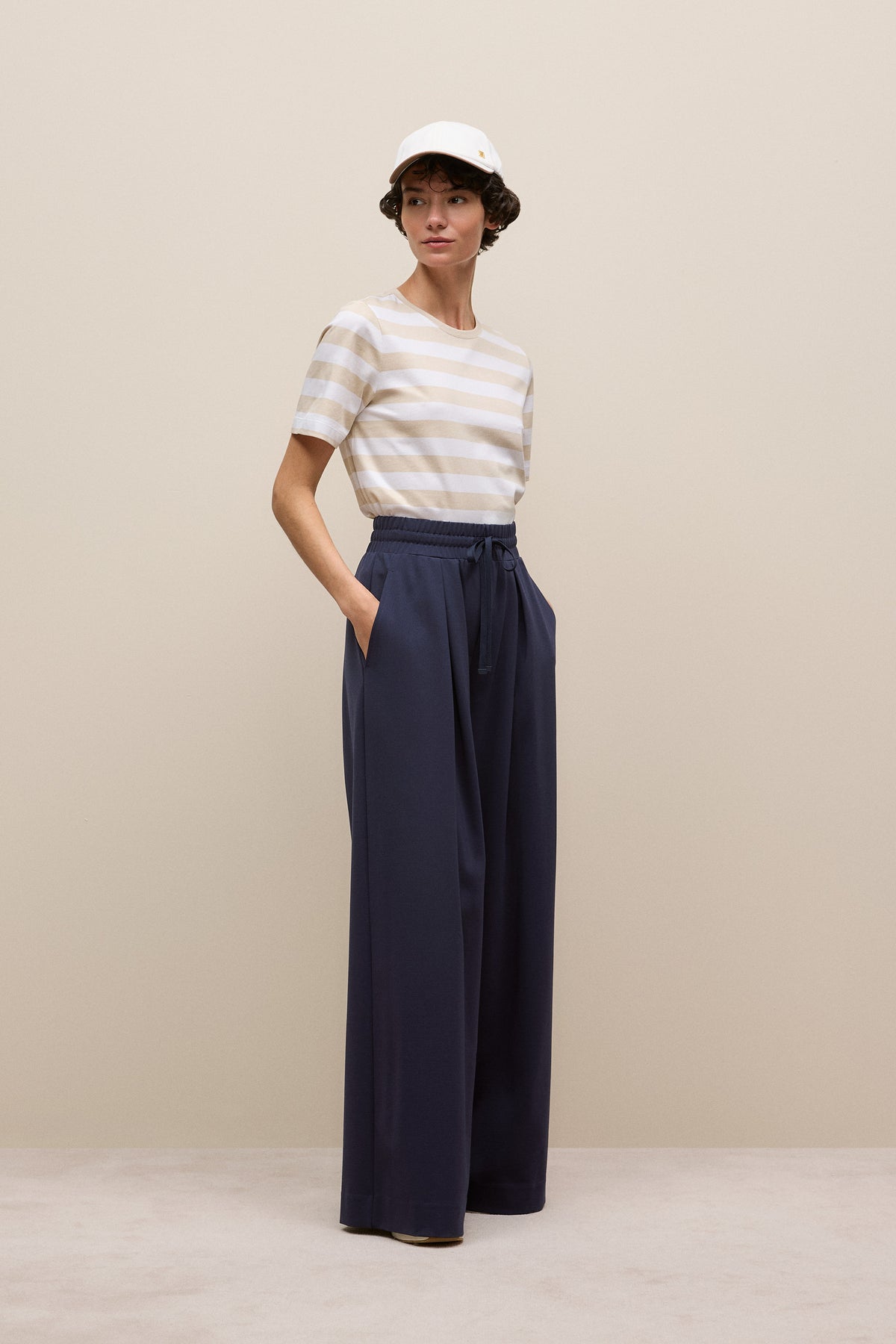 Ponte Drawcord Wide Leg Pant