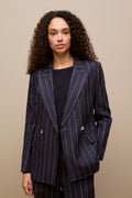 Linen Pinstripe Double Breasted Blazer