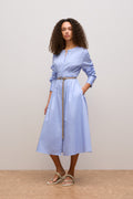 Cotton Sateen Belted Dress