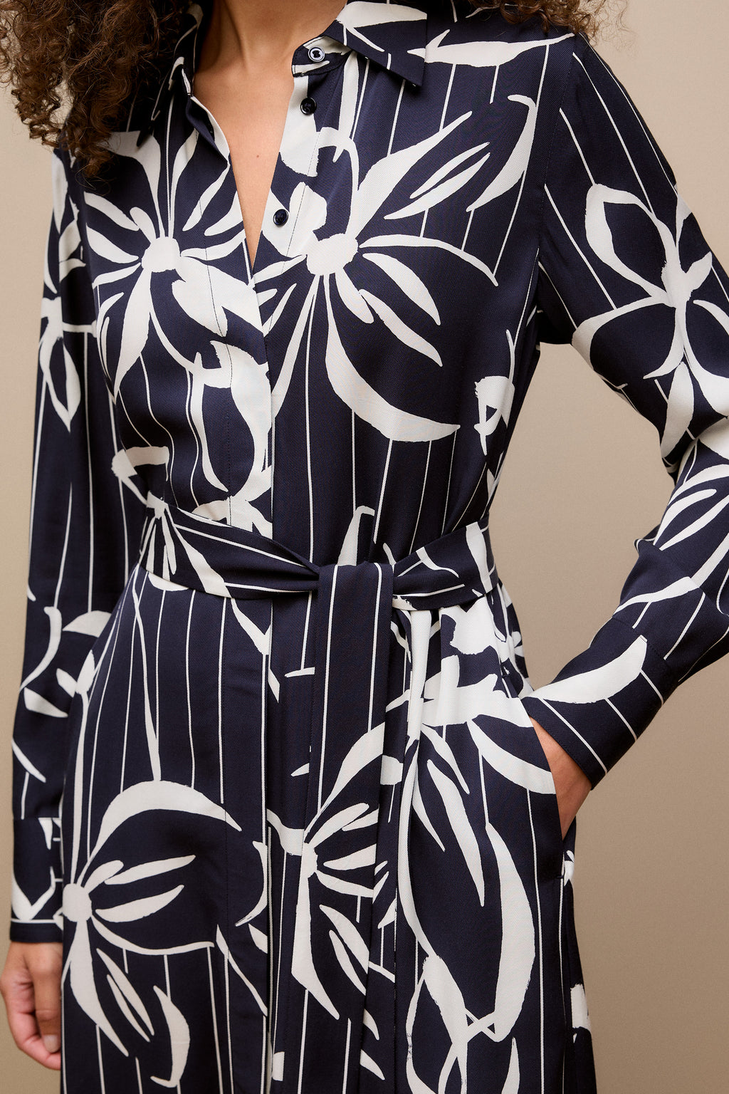Floral Stripe Twill Shirt Dress