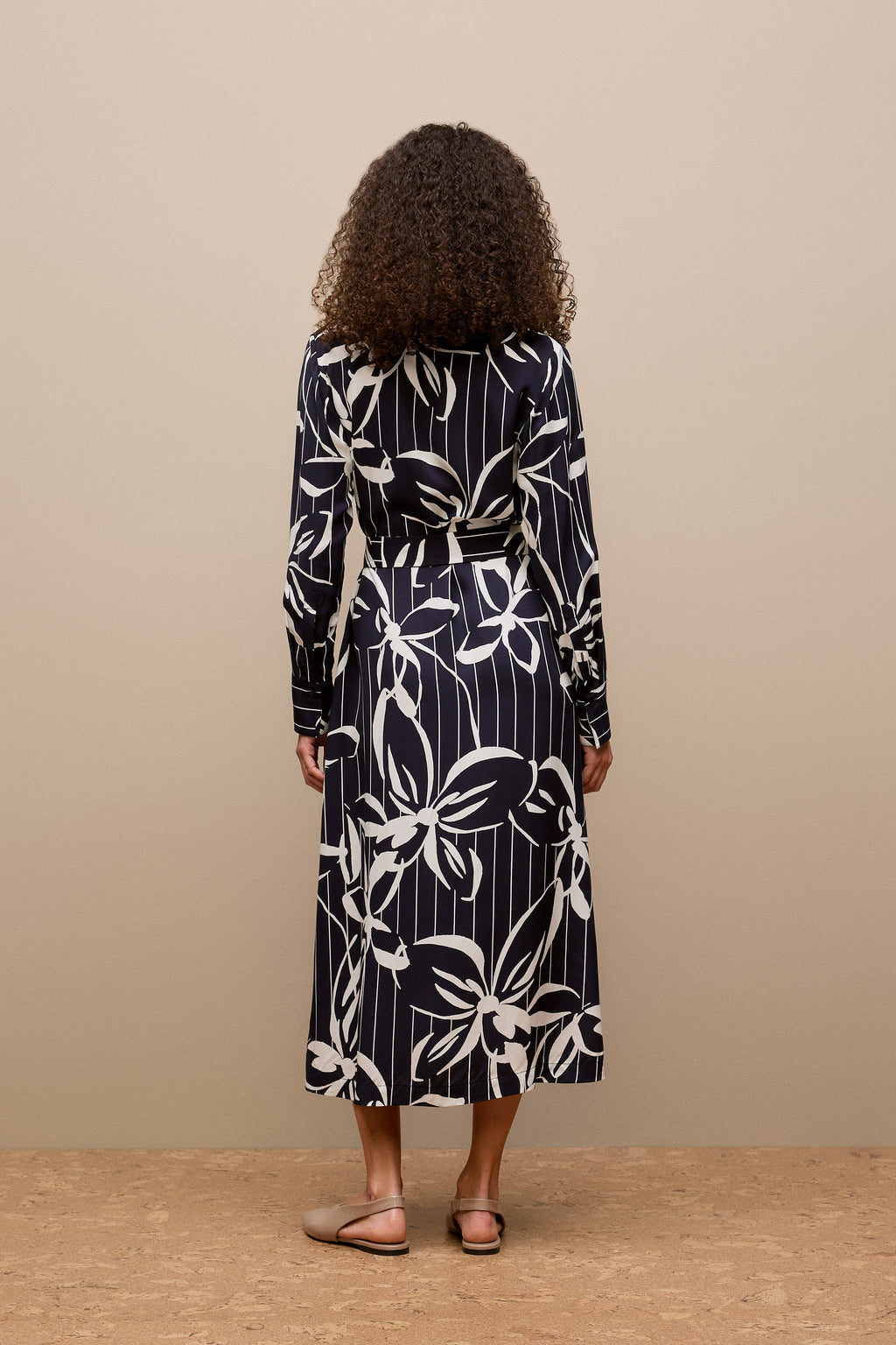 Floral Stripe Twill Shirt Dress