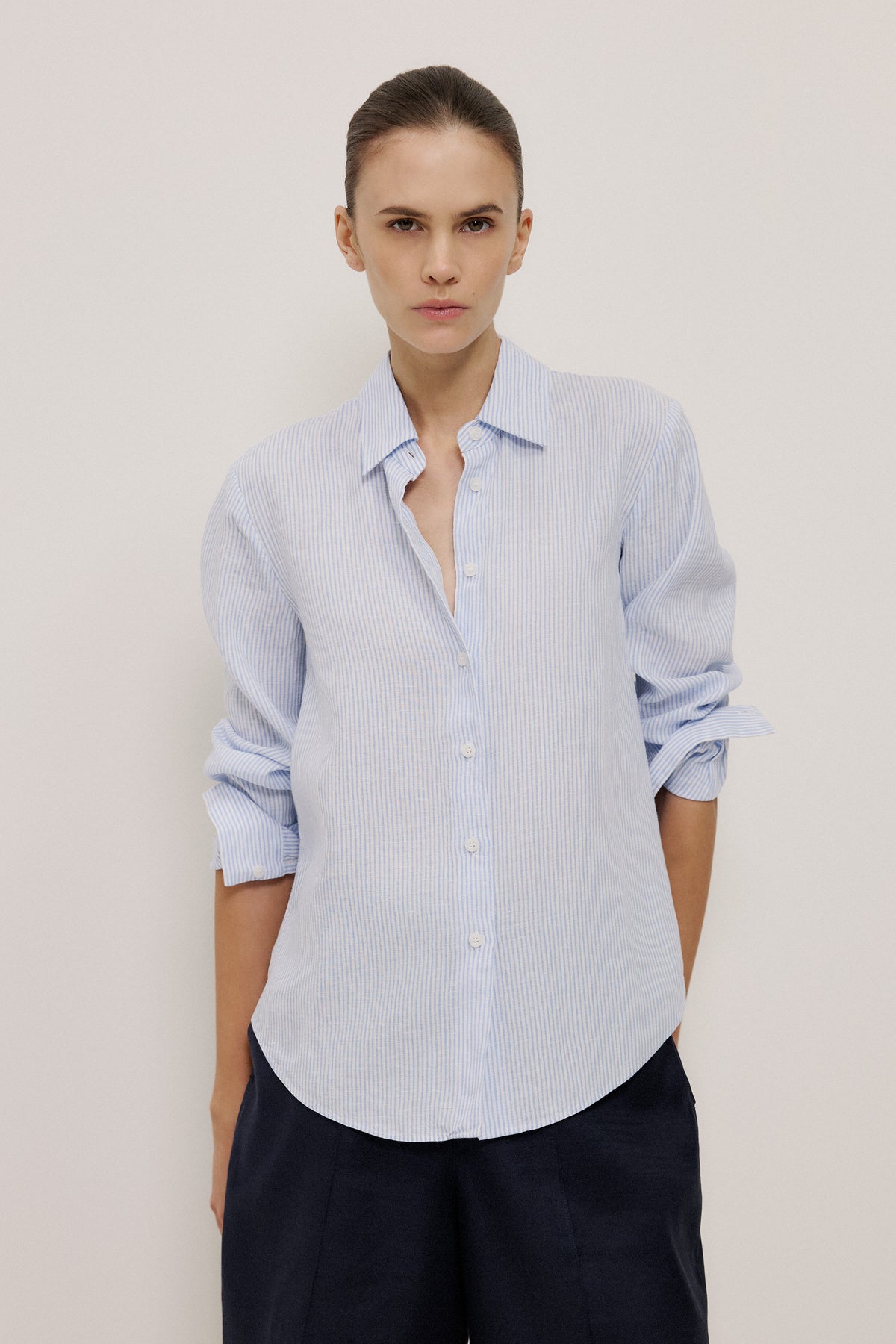 Yarn Dyed Linen Stripe Shirt