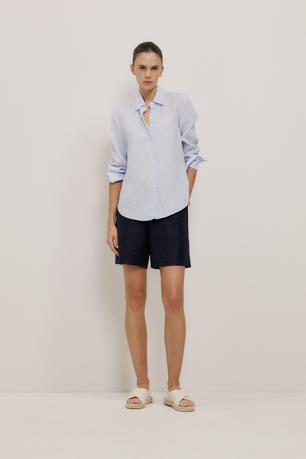 Yarn Dyed Linen Stripe Shirt