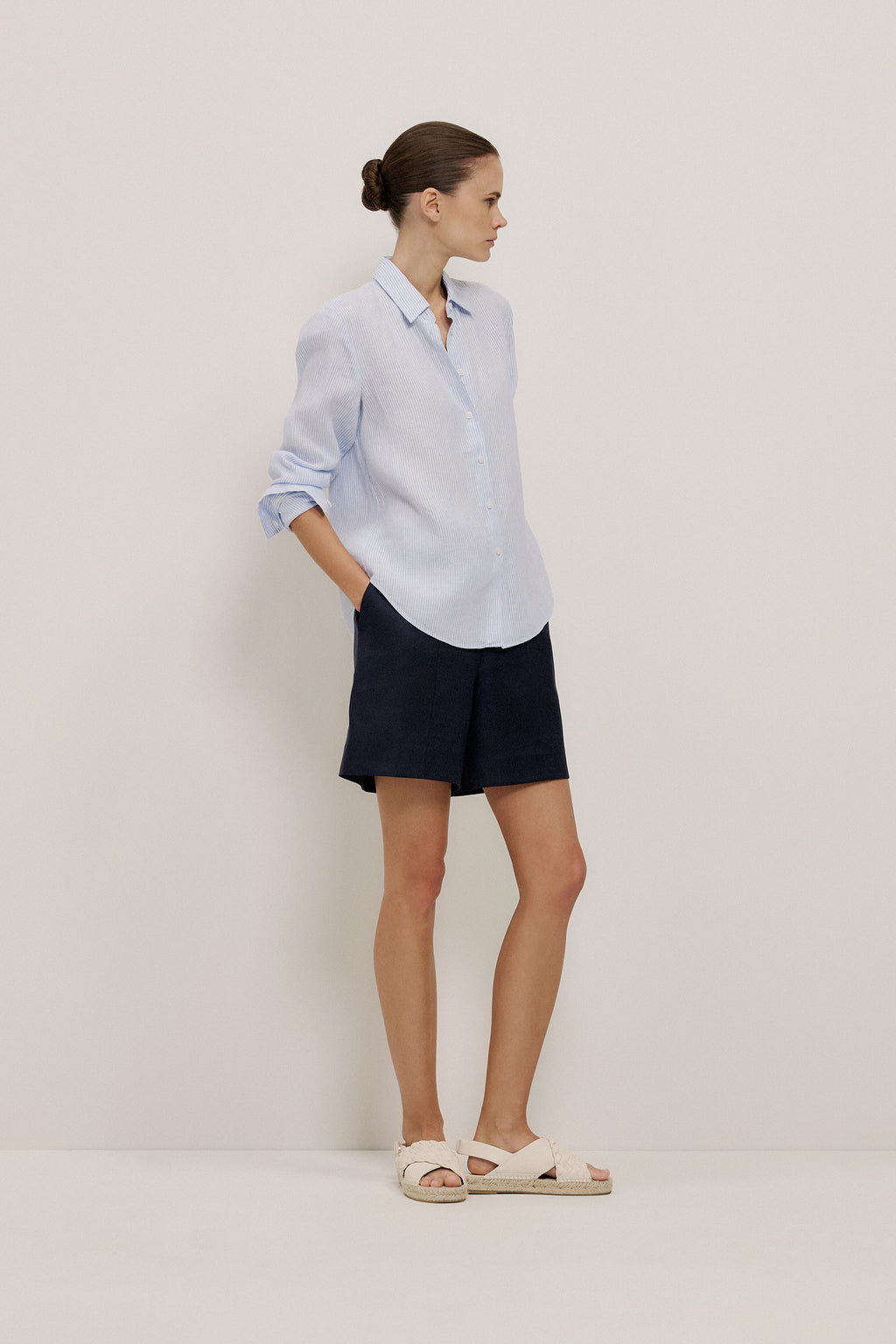 Yarn Dyed Linen Stripe Shirt