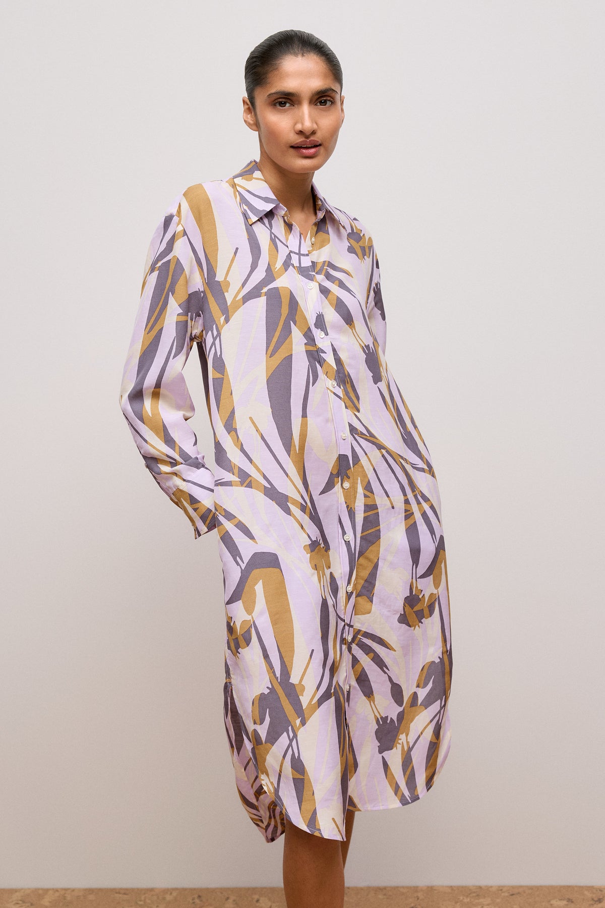 Shadow Leaf Relaxed Shirt Dress