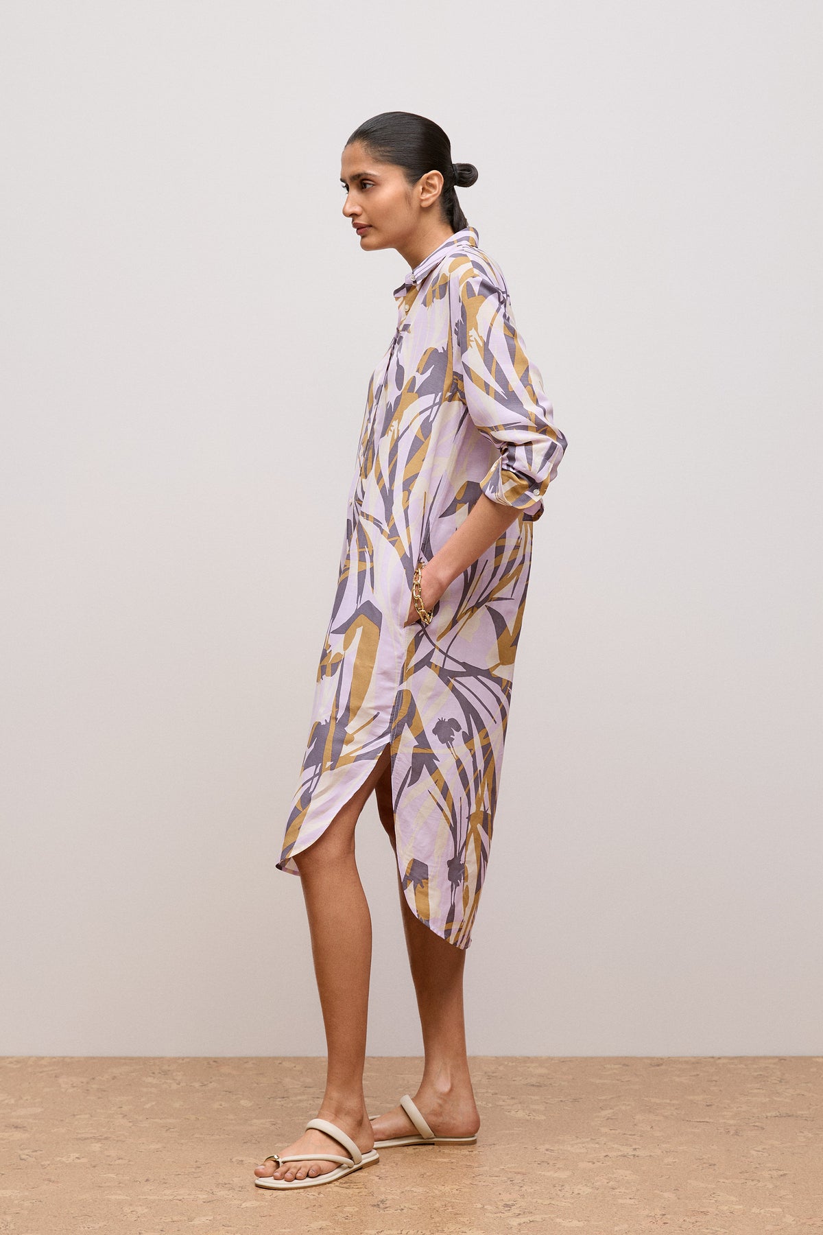 Shadow Leaf Relaxed Shirt Dress