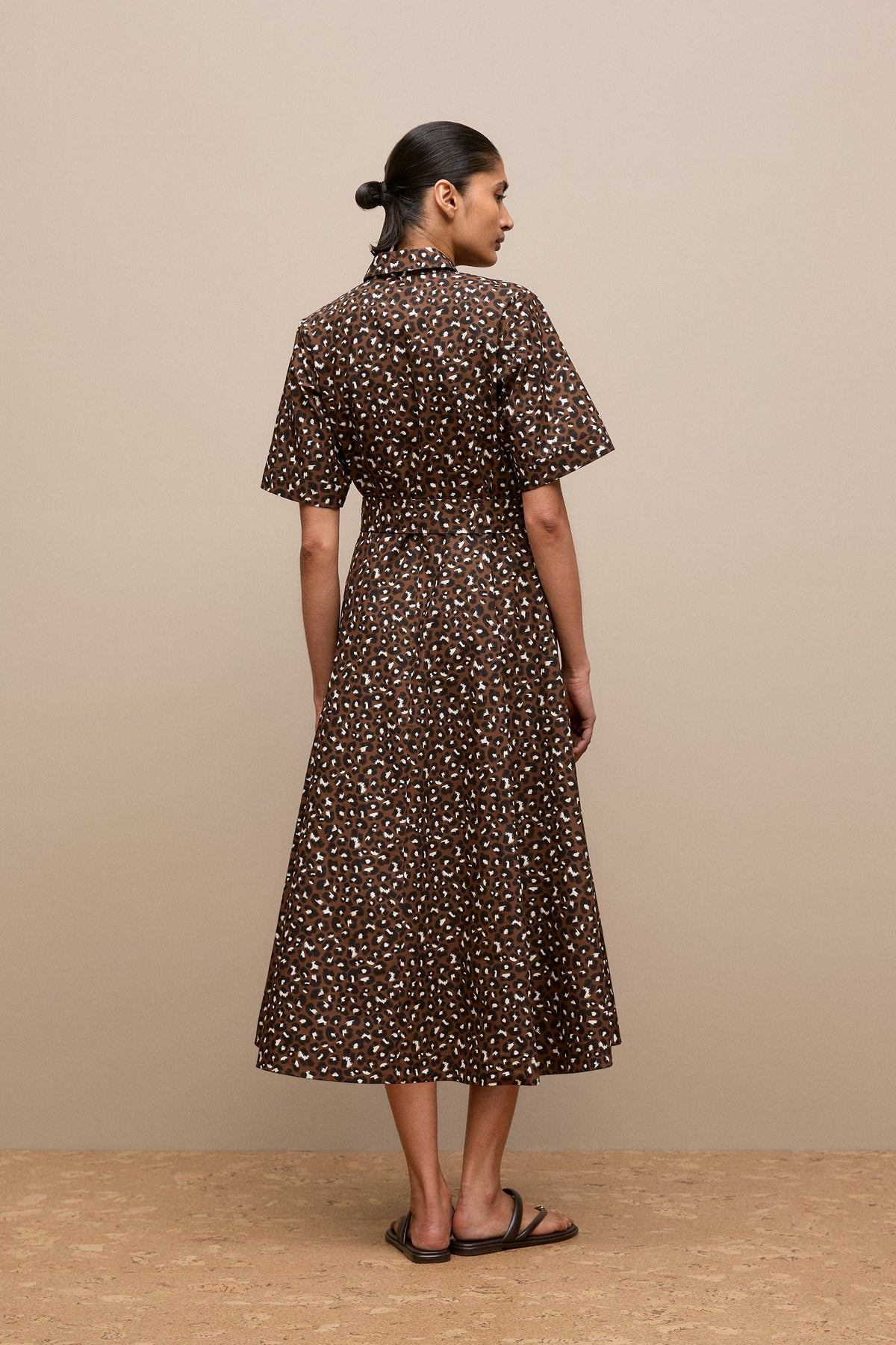 Leopard Poplin Belted Dress
