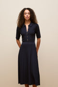 Jacquard Knit Button Detail Dress