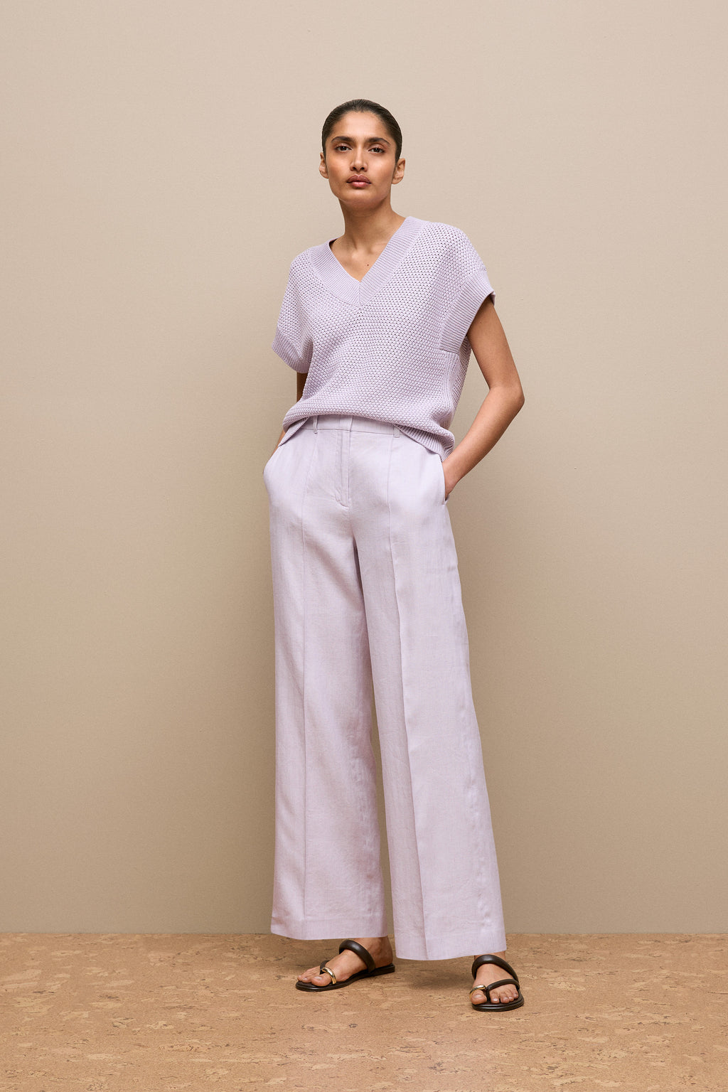 Mercerised Cotton Basketweave Knit Vest