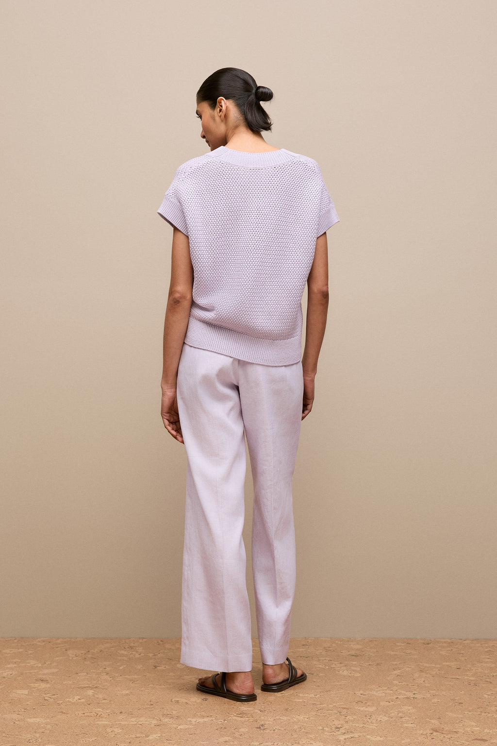 Mercerised Cotton Basketweave Knit Vest