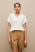 Mercerised Cotton Basketweave Knit Vest