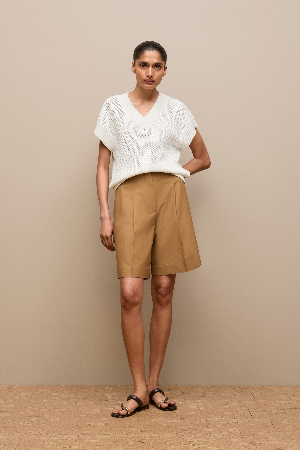 Mercerised Cotton Basketweave Knit Vest
