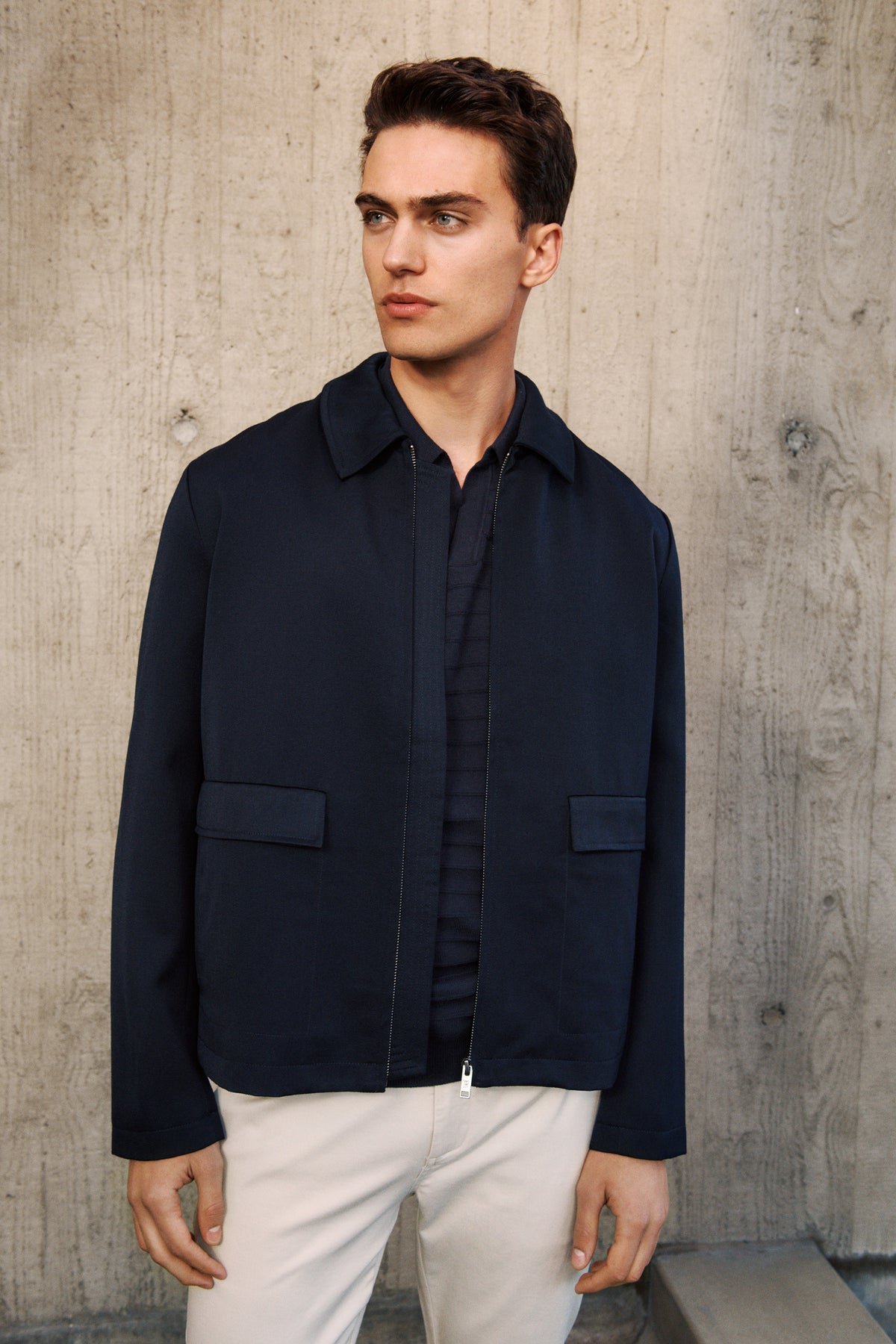 Twill Pocket Detail Zip Jacket