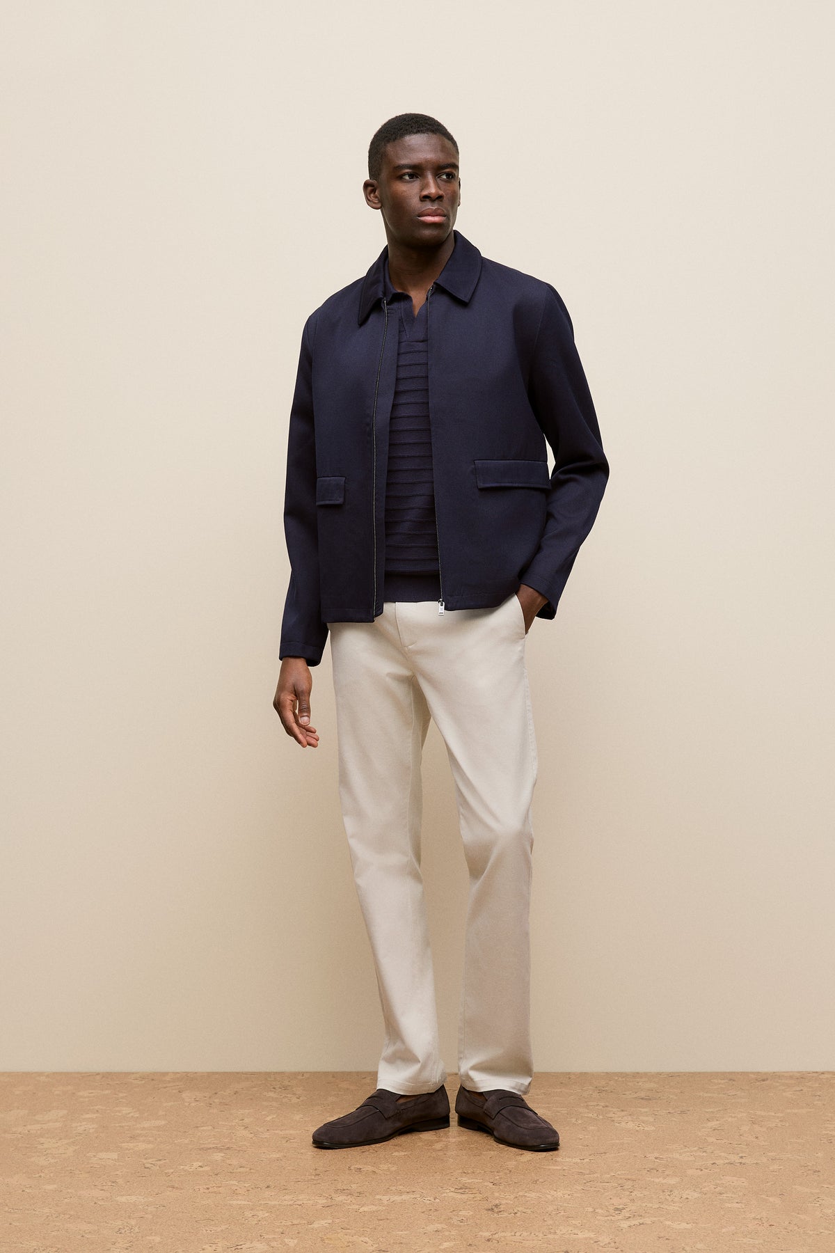 Twill Pocket Detail Zip Jacket