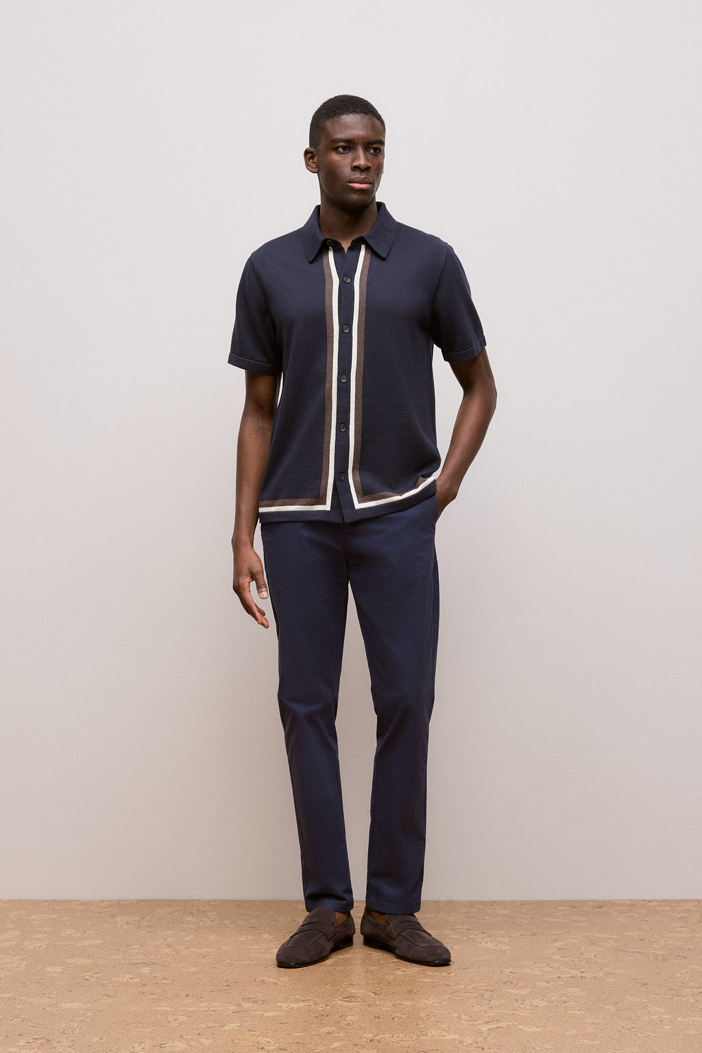 Cotton Silk Graphic Knit Shirt