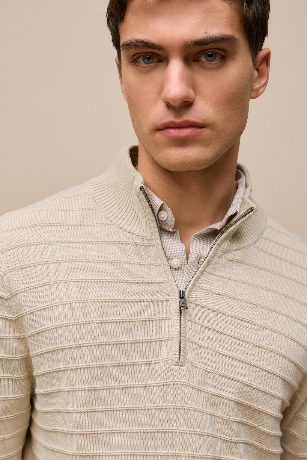 Cotton Silk Half Zip Knit