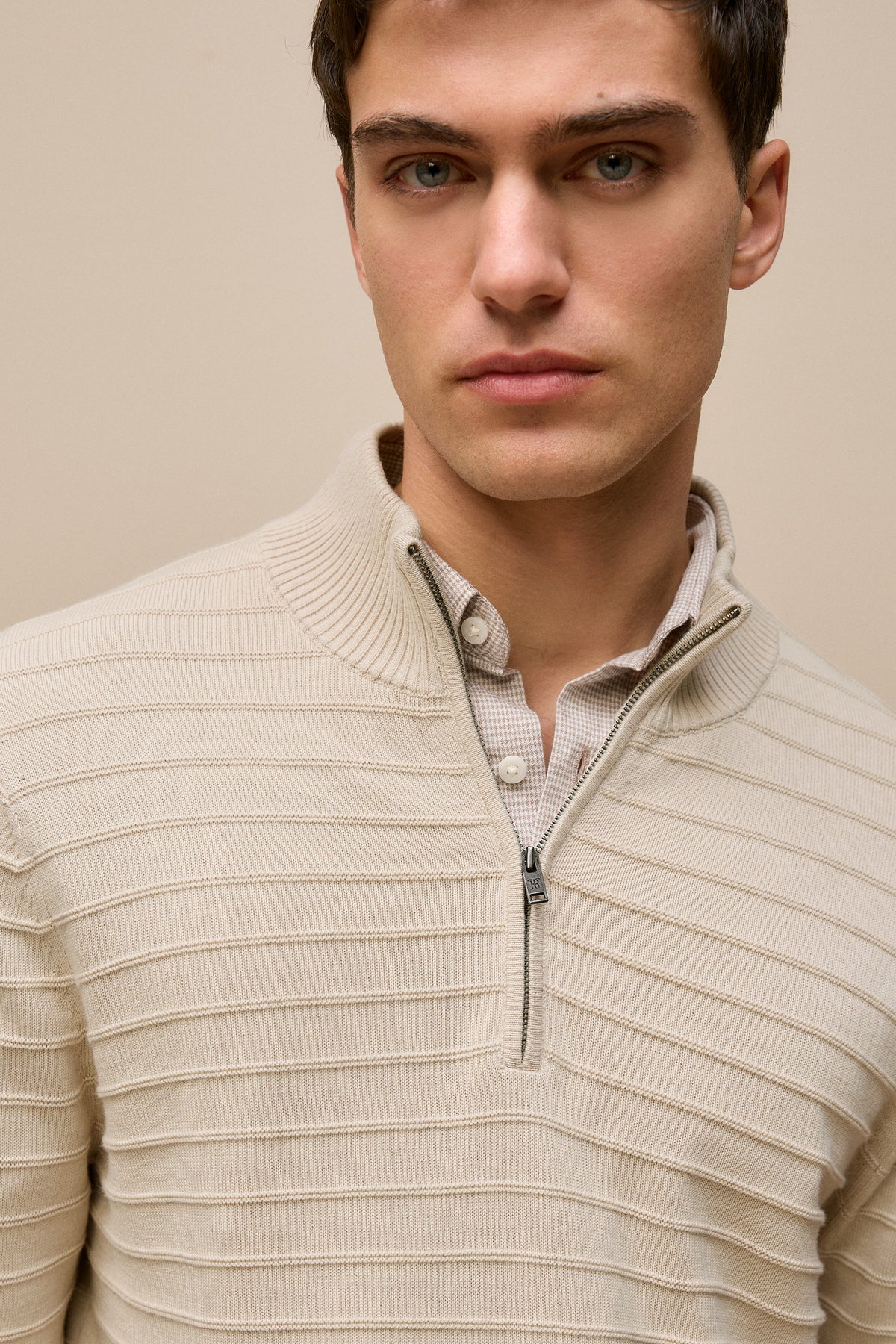 Cotton Silk Half Zip Knit