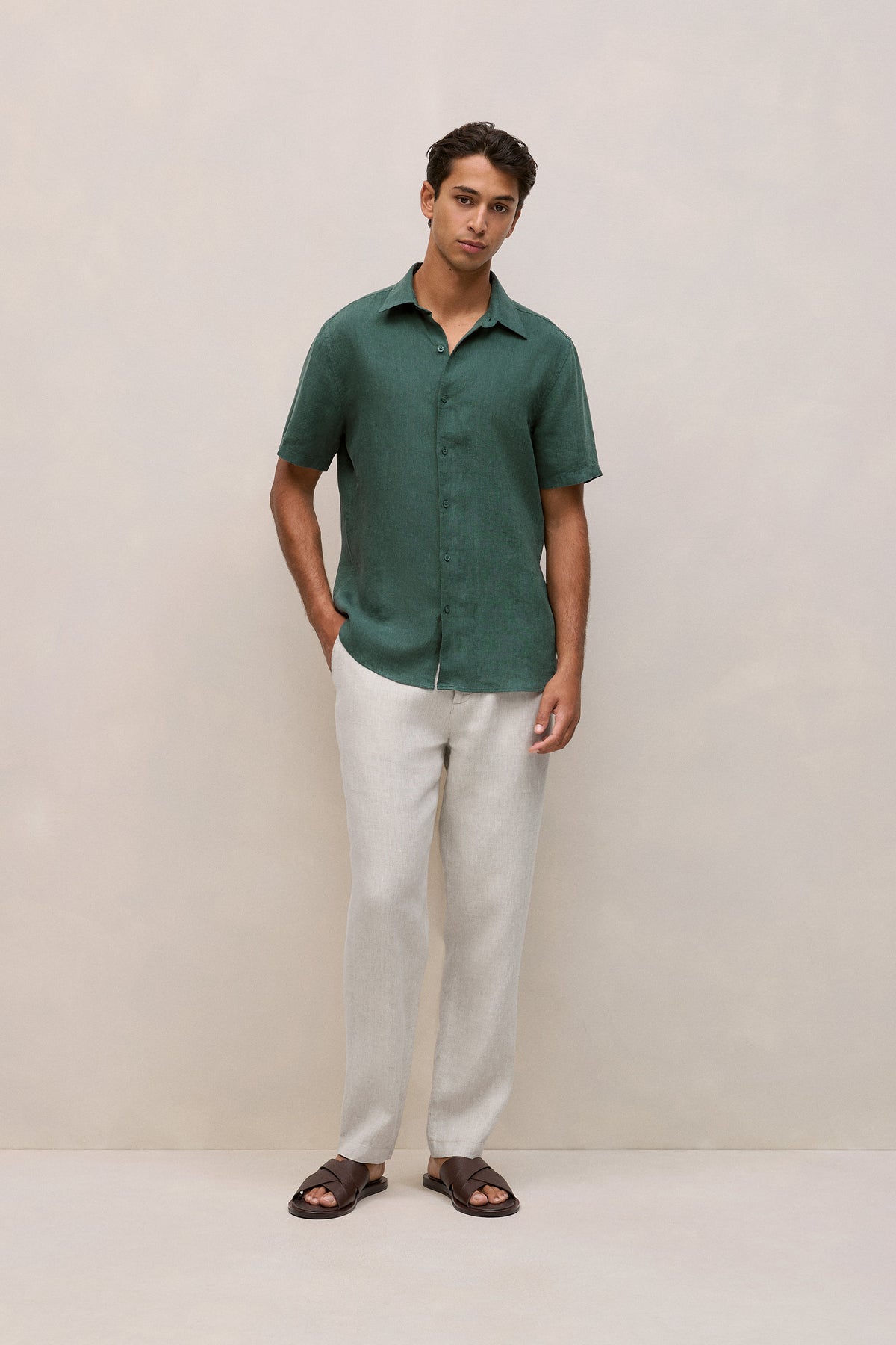 Linen End On End Short Sleeve Shirt