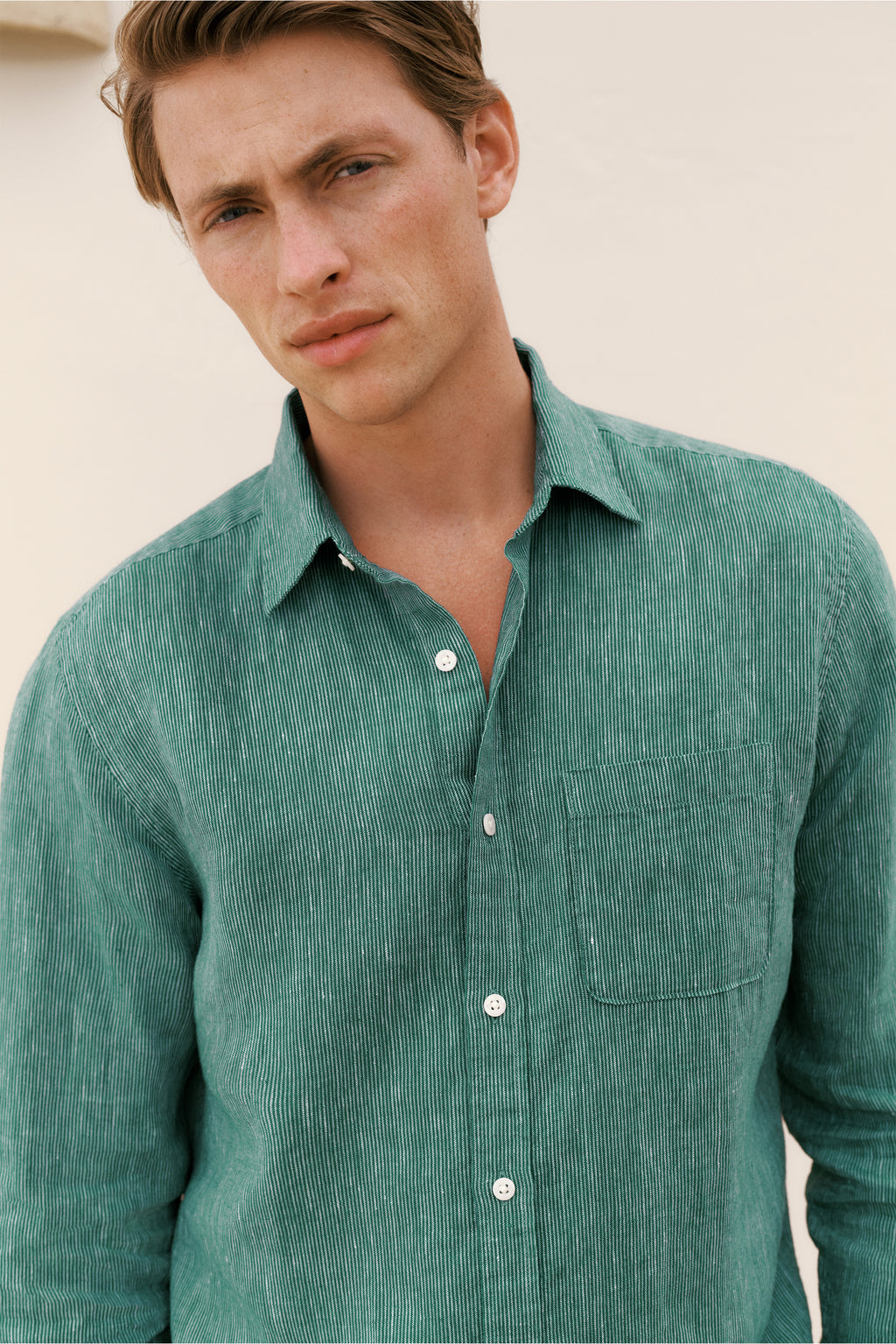 Regular Fit Linen Fine Stripe Shirt