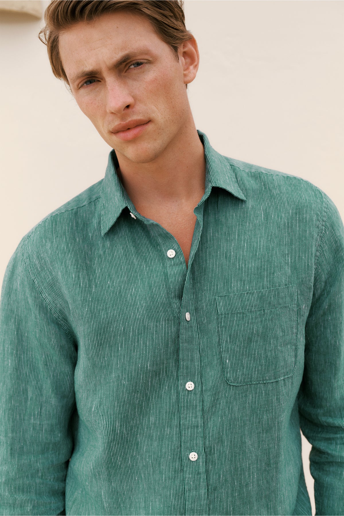 Regular Fit Linen Fine Stripe Shirt