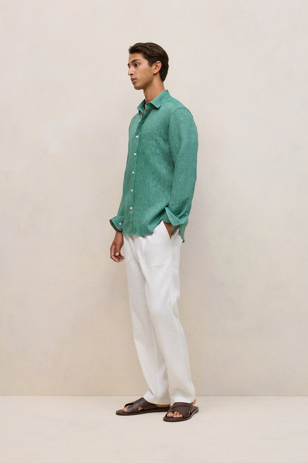 Regular Fit Linen Fine Stripe Shirt