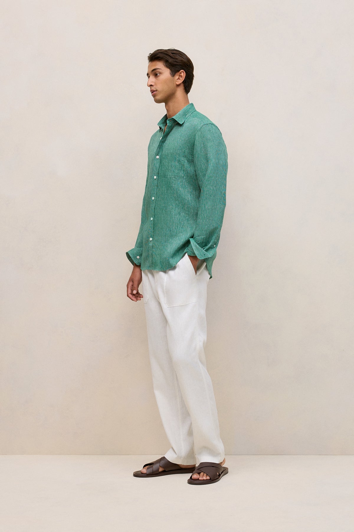 Regular Fit Linen Fine Stripe Shirt