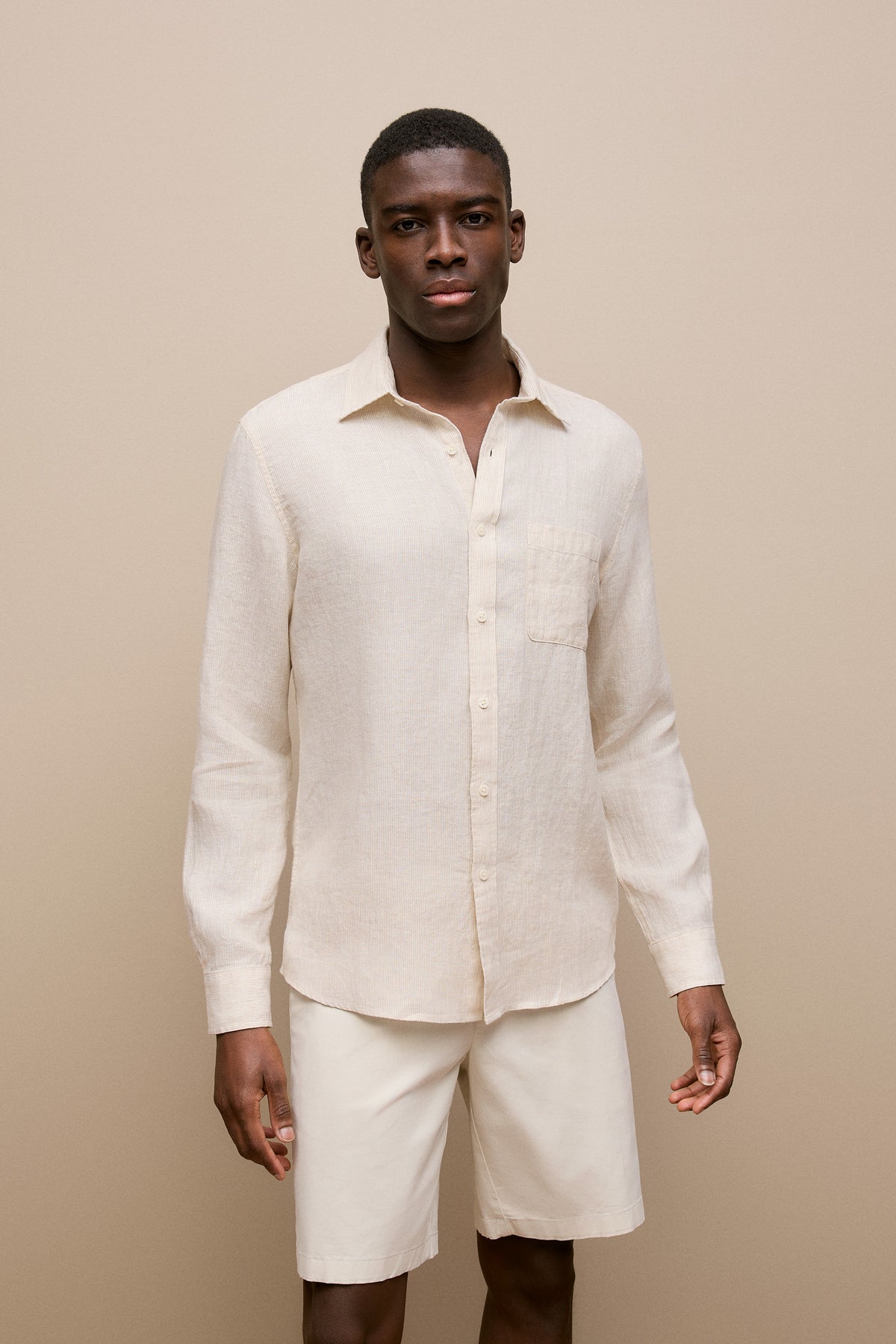 Regular Fit Linen Fine Stripe Shirt