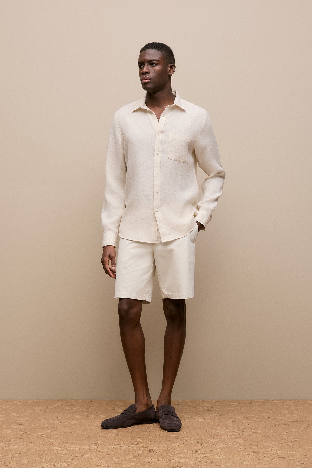 Regular Fit Linen Fine Stripe Shirt
