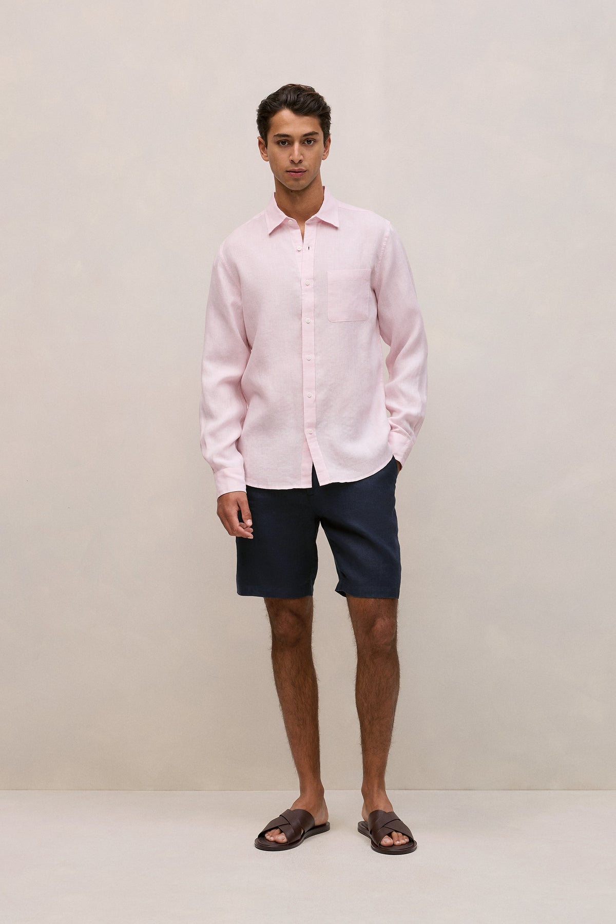 Regular Fit Linen Fine Stripe Shirt