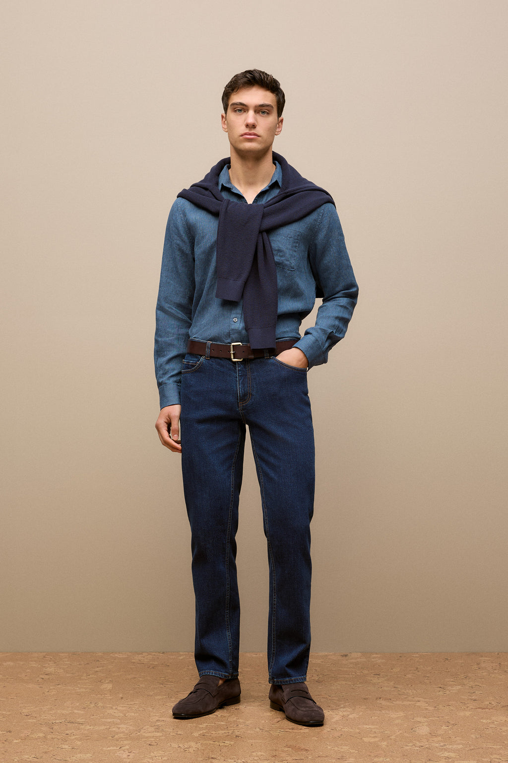Regular Fit Linen Fine Stripe Shirt