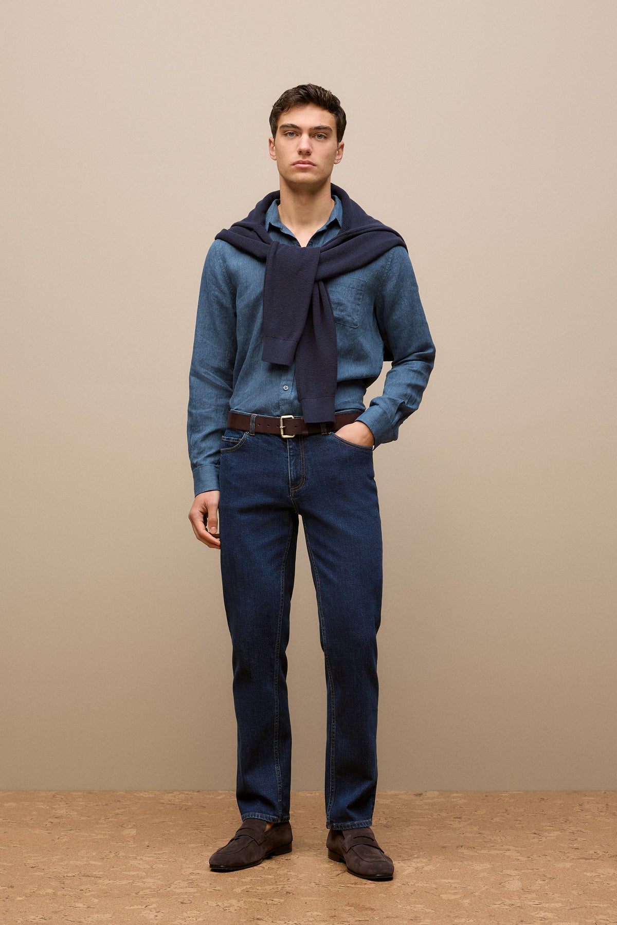 Regular Fit Linen Fine Stripe Shirt