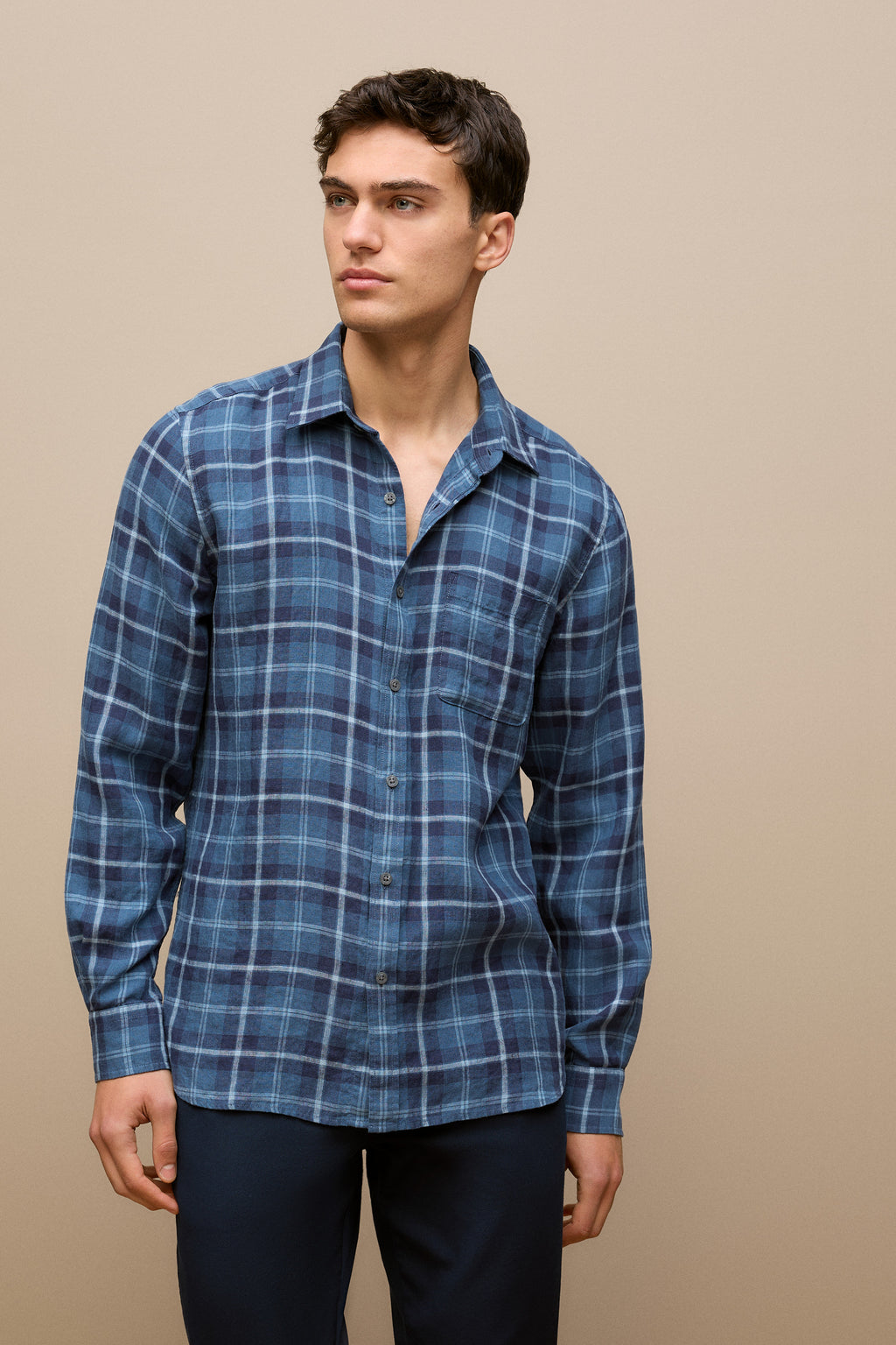 Regular Fit Linen Classic Check Shirt