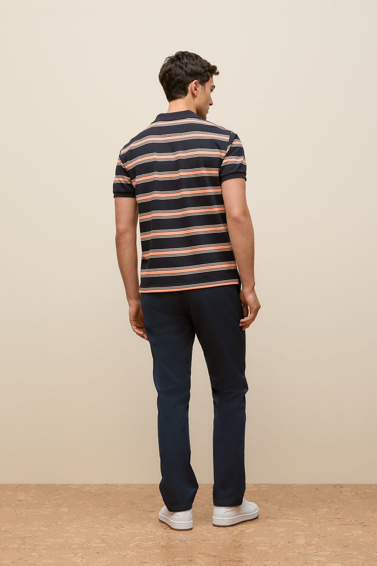 Textured Stripe Monogram Polo