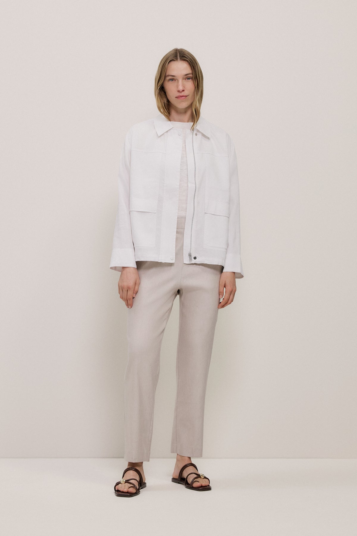 Stretch Linen Blend Pull On Pant